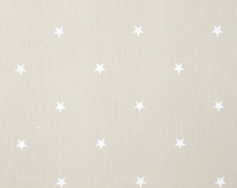 Oilcloth Wipe Clean Tablecloth Fabric - Taupe and White Small Stars - Round, Rectangle or Square