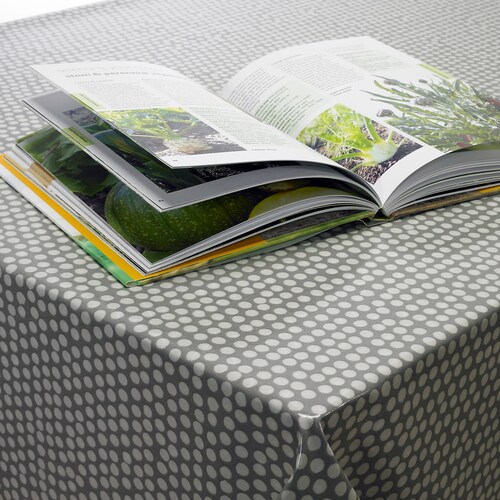 Oilcloth Wipe Clean Tablecloth Fabric Light Grey & White Etsy UK