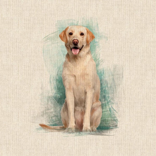 Cotton Fabric Golden Labrador Cushion Panel (18" x 18") Linen Style Cotton Fabric - 200gr/m2