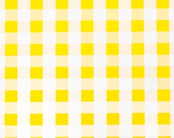 Yellow and White Gingham PVC Vinyl Wipe Clean Tablecloth Oilcloth