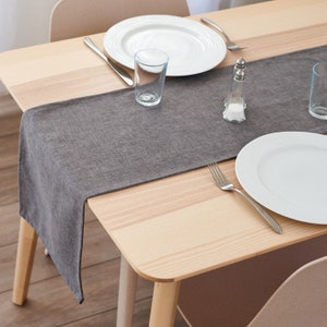 Plain Slate Grey Table Runner | 30cm Width | 200cm - 320cm Length | Home Decor for Kitchen, Coffee and Dining Tables
