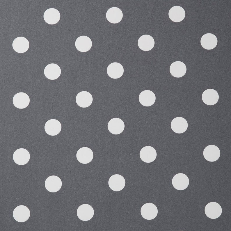 LIGHT GREY WHITE POLKADOTS FUNKY DOTS PVC OIL VINYL TABLECLOTH PROTECTOR