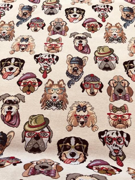Multi colour Funky Dogs Tapestry Crafting Soft Furnishings Upholstery Fabric Etsy Canada