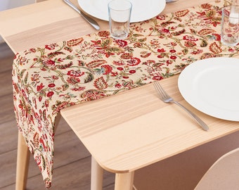 Morris Floral Tapestry Table Runner | 30cm Width | 200cm - 320cm Length | Home Decor for Kitchen, Coffee and Dining Tables