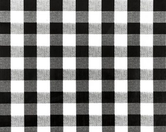 Black and White Gingham Check PVC Vinyl Wipe Clean Tablecloth Oilcloth