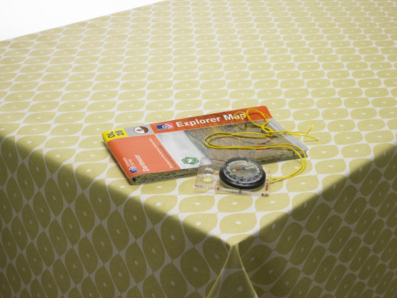 PVC Vinyl Wipe Clean Tablecloth Sage Green Geometric Ovals Etsy UK