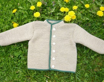 Baby-/Kleinkindertrachtenstrickjacke in graubraun Größe 74/80