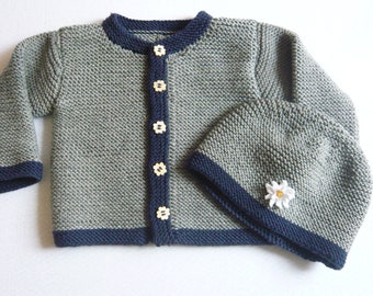 Baby Trachtenjanker traditional jacket with hat - 100% merino wool