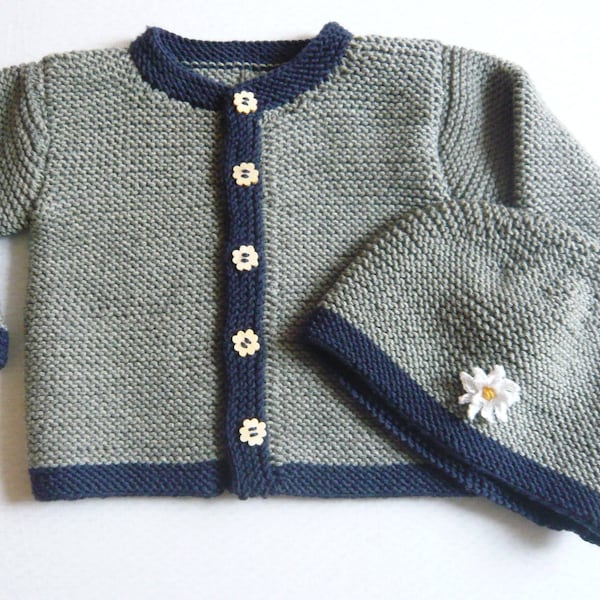 Baby Trachtenjanker Trachten Jacke mit Mütze - 100 % Merinowolle