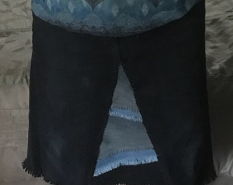 Jeans Skirt with Fringe
