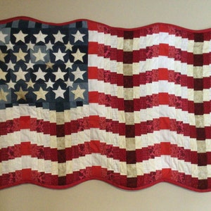 Pattern for Waving American Flag Wall Hanging 41”x29”