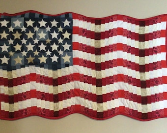Pattern for Waving American Flag Wall Hanging 41”x29”