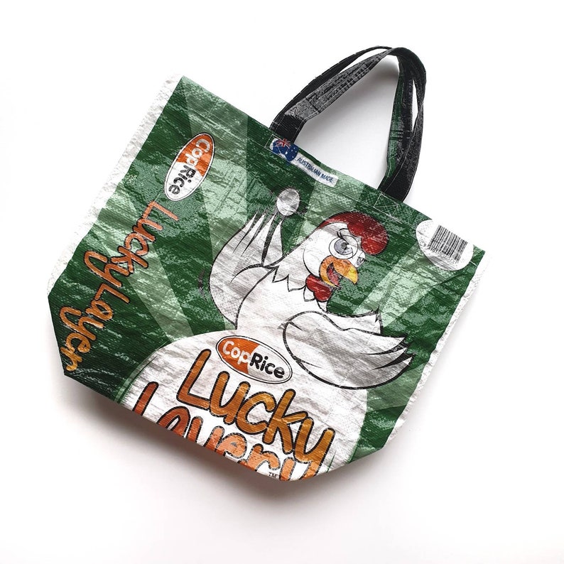 Reusable Tote Grocery Bag Upcycled Tote Market Bag Assorted Stockfeed, Shopping Bag