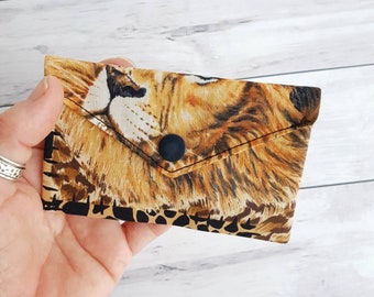 Lion Credit Card Wallet, Fabric Minimalist Wallet, Small Jewelry Pouch, Money & Gift Card Storage from Son, Coin Cash Lined Envelope, Travel