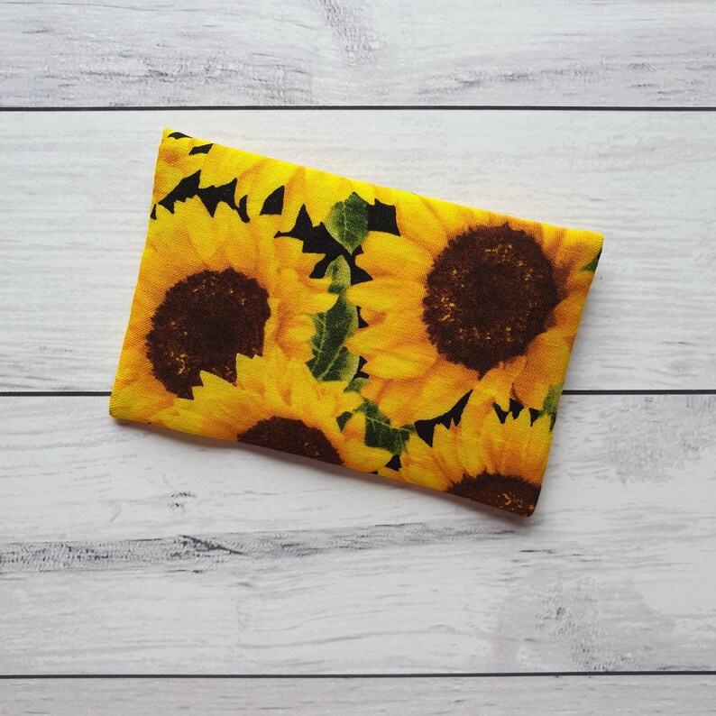 Small Fabric Card Wallet for Gift or Loyalty Card with Sunflower, Flower Lover Accessories, Ladies Bag Accessories, Handy Pouch Fabric Slim image 2