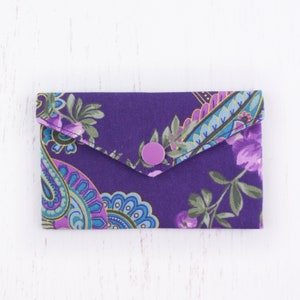 Little Fabric Pouch for Gift Card, Business Card Wallet, Present from Daughter, Money and Jewellery Holder, Coin Keeper, Birthday Present Purple
