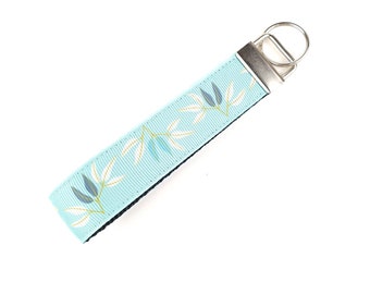 Gum Leaf Key Fob Wristlet, Best Friend Gift, Stocking Stuffer Keyfob Gifts, Eucalyptus Lanyard, Flower Work Accessory, Aussie Bush Lover