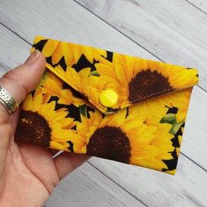 Small Fabric Card Wallet for Gift or Loyalty Card with Sunflower, Flower Lover Accessories, Ladies Bag Accessories, Handy Pouch Fabric Slim image 4
