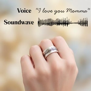 Soundwave Ring | Voice Recording Jewelry | Custom Audio Wave | Unique Memorial, Baby First Words Keepsake, Romantic Anniversary Gift, Unisex