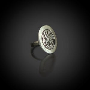 Sterling Silver Fingerprint Memorial Ring - Personalized Remembrance Jewelry