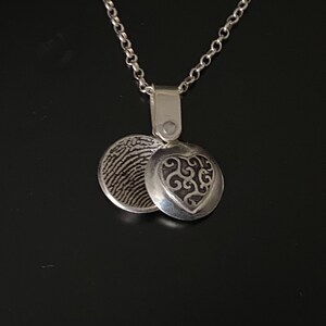 Sterling Silver Fingerprint Necklace: Heart Locket, Memorial Keepsake