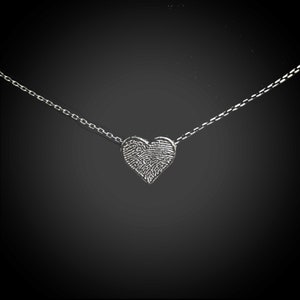 Sterling Silver Heart Fingerprint Necklace: Personalized Memorial Charm