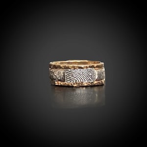 Fingerprint Ring: Hammered Sterling Silver & Gold Filled Stacking Bands