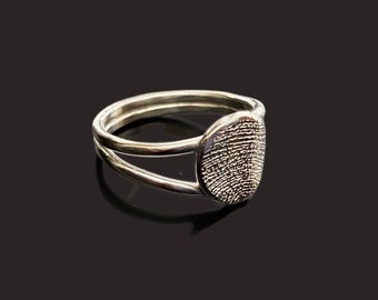 Fingerprint Ring, Custom Memorial Jewelry, Sterling Silver, Engraved Imprint, Sentimental Keepsake, Grief & Comfort Gift, Loss of Loved One
