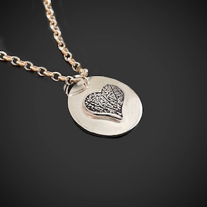 Heart Fingerprint Sterling Silver Pendant: Personalized Memorial Necklace