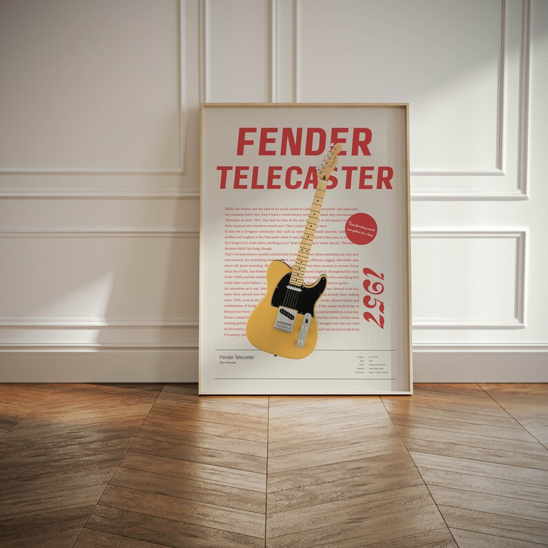 Telecaster Letters Retro Poster Set, Electric Guitar Posters, Vintage Aesthetic, Set of 3 ...