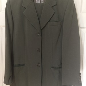 AKA Eddie Bauer Gray Twill Wool Blend 3 Button Suit Pleated Waistless Pants 14P