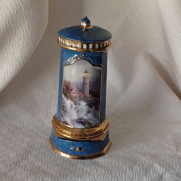 Thomas Kinkade Musical Lighthouse- Seaside Reflections- Heirloom Porcelain- Musical Lighthouse -#d Kinkade - Lighthouse Trinket box