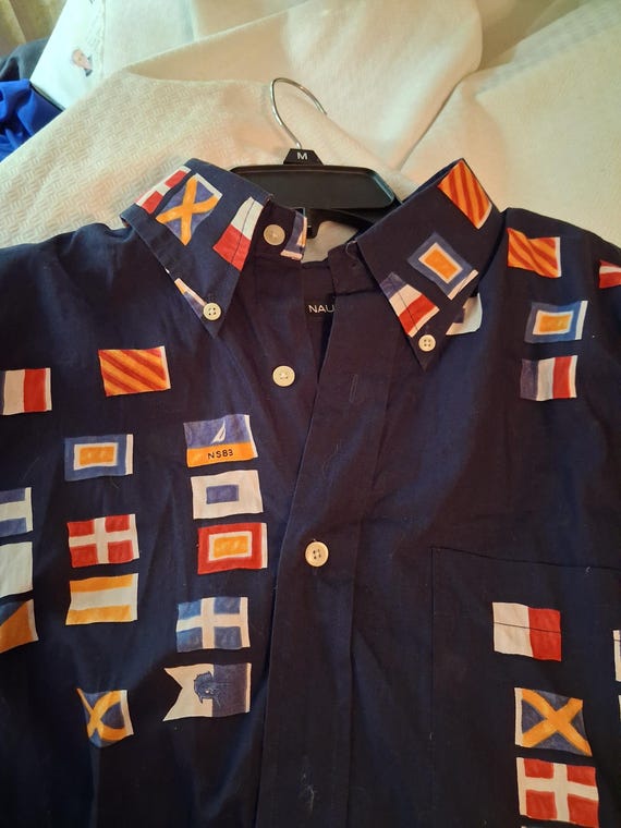 Nautica Men's Shirt- Nautical flags shirt- Sz XXL- Button Up Shirt-Boating Shirt- Summer Casual wear-Yachting Shirt-Sailing Flags-Sale