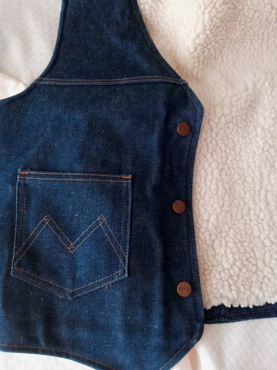 Jean Vest -Maverick Vest - Wool like Lined - Vint… - image 5