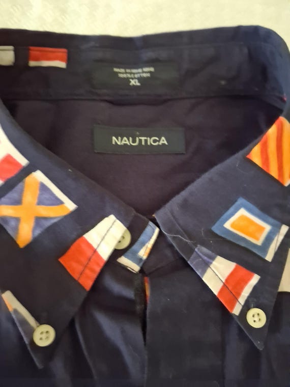 Nautica Men's Shirt- Nautical flags shirt- Sz XXL- Button Up Shirt-Boating Shirt- Summer Casual wear-Yachting Shirt-Sailing Flags-Sale View 3