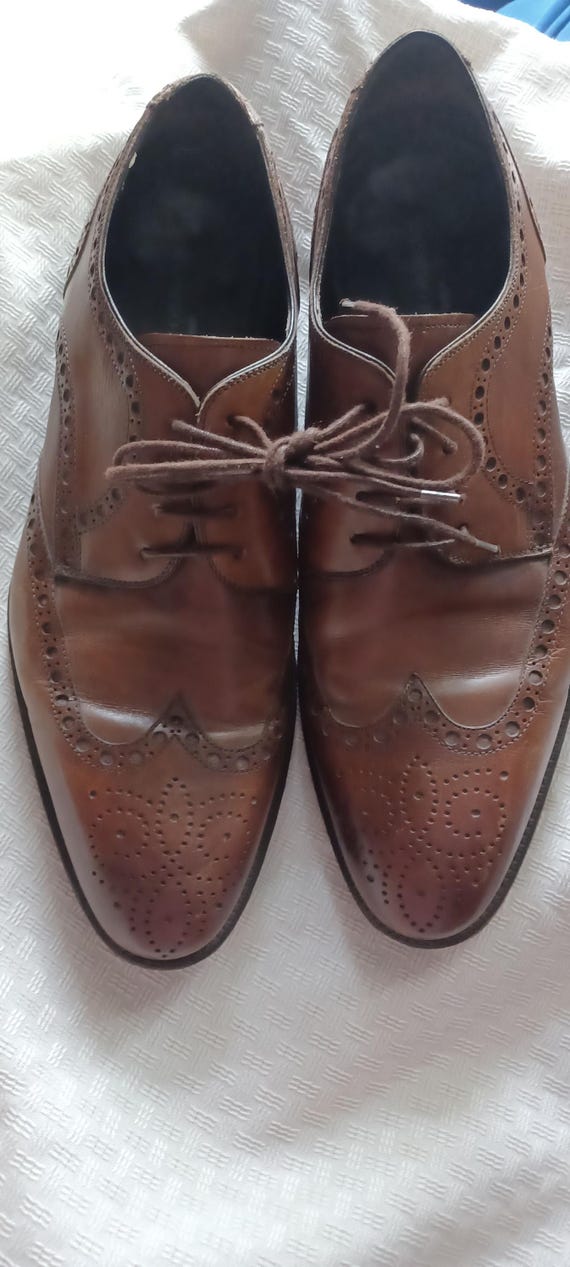 Men's Dress Shoes-Wingtip Shoes-Massimo Emporio Shoes- Made in Spain- Vero cuoio-Leather shoes-Oxford -sz8 Medium-Brown Leather-Casual-Sale