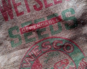 Vintage Seed Bag- Burlap Bag- Wetsel Seed Company- Burlap Seed Bag- Westco-Vintage Bag- General Store item-Harrisonburg, VA-Advertising bag