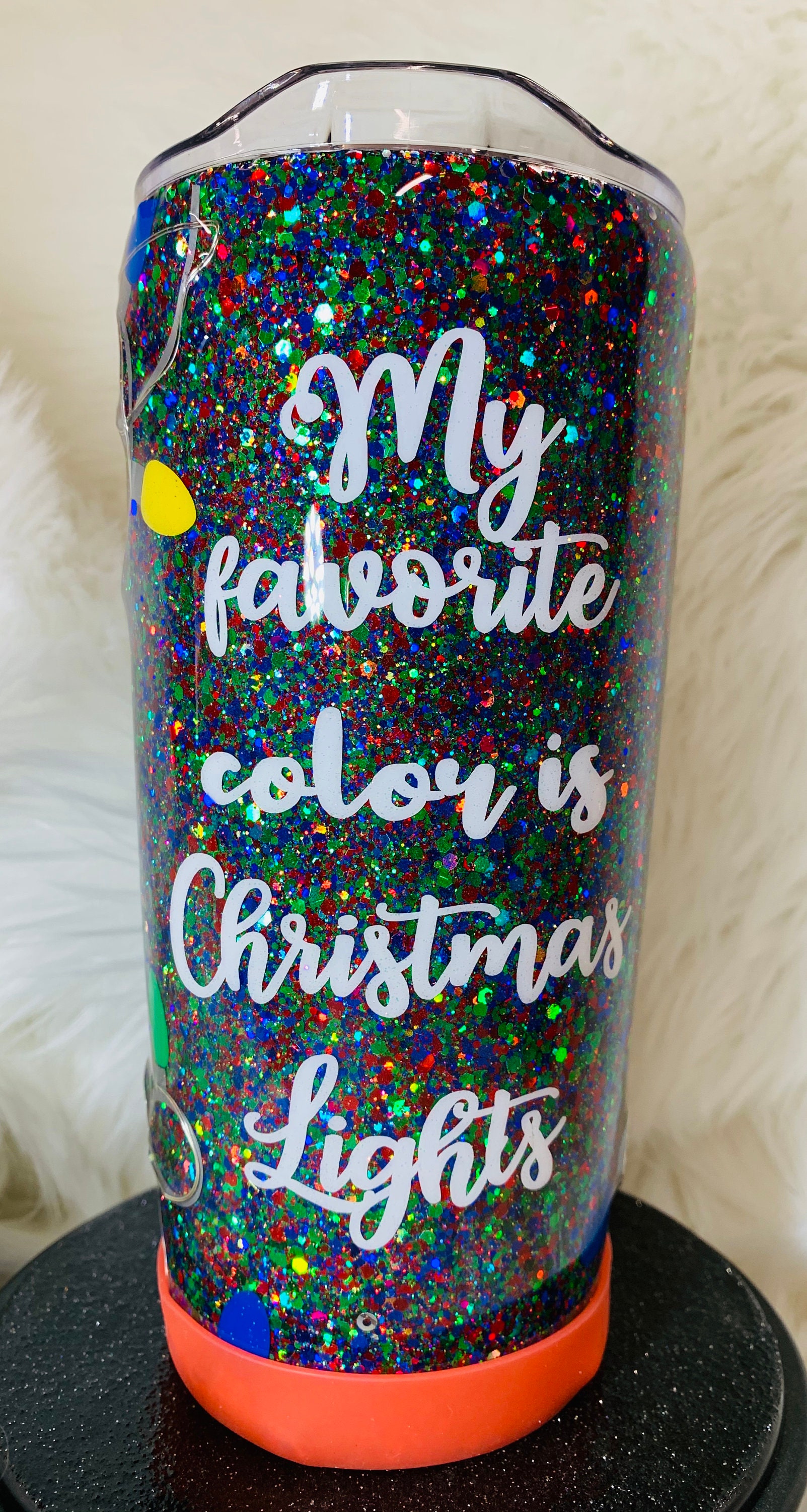 Christmas light tumbler with real working fairy lights. My Etsy