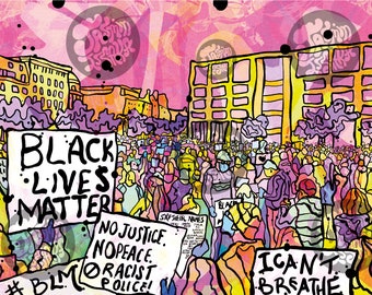 Black Lives Matter Psychedelic Downloadable Art Print - Donating Profits to BLM UK