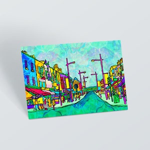 Cartão postal psicodélico de Camden, impressão artística de Camden Town em Londres, arte psicodélica de Londres, ilustração de arte de cidade alucinante, decoração de presente com impressão artística pequena