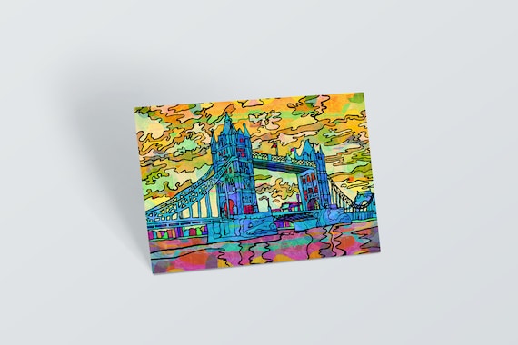 London Tower Bridge Postcard: Psychedelic City Art Print
