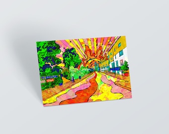 Manchester Hulme Art Postcard: Psychedelic Sunset Street Print
