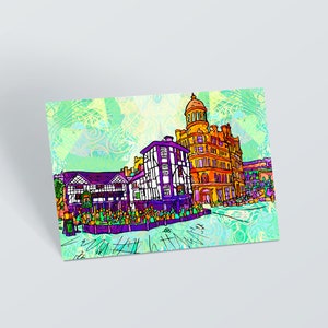 Manchester Shambles Square Art Print: Psychedelic City Postcard
