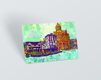 Manchester Shambles Square Kunstdruck: Psychedelische Stadt Postkarte