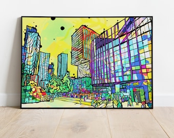 Manchester City Art Print | Psychedelic Poster of HOME art centre | Abstract Wall Art | Bohemian Home Decor | Manchester Cityscape poster