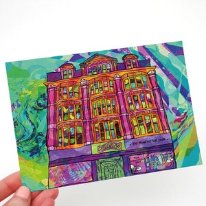 Psychedelische Postkarte von Manchester Afflecks - Kleine Manchester Wand Kunst Druck, Psychedelische Dankeschön Karte, Geburtstagskarte, Wohndeko.