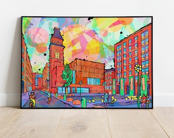 Ancoats Manchester Art Print: Psychedelic Cityscape Poster