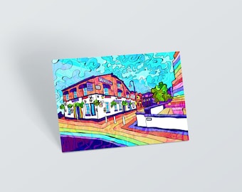 Psychodeliczna pocztówka z Manchester Gay Village: wydruk artystyczny LGBTQ Pride