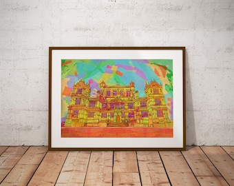 Nottingham Wollaton Hall Art Print | Psychedelic Poster of Wollaton Hall | Bohemian Home Decor | Abstract wall Art | Nottingham City Gift