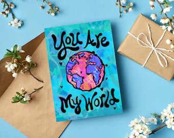 Psychedelic Valentine's Day Card: 'You Are My World' Love Card